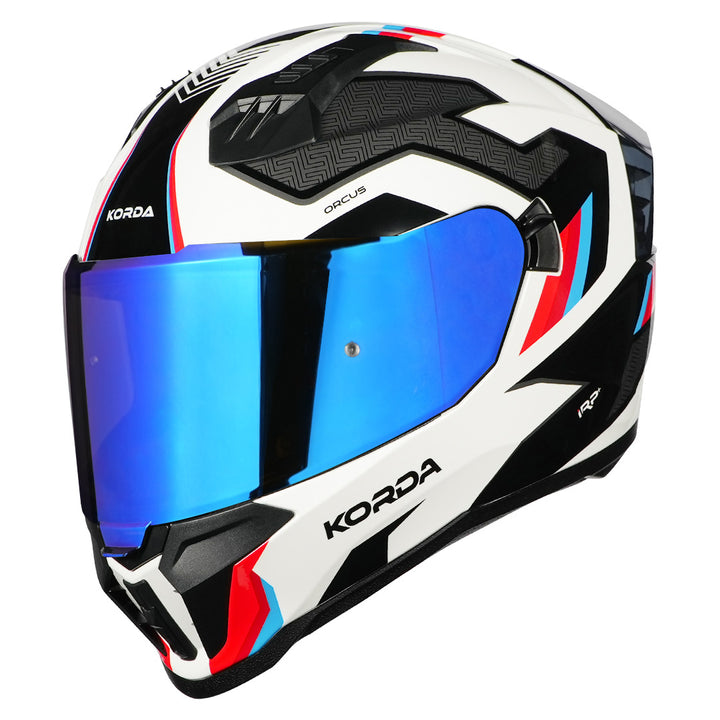Korda Evo Orcus Helmet white blue red with revo visor