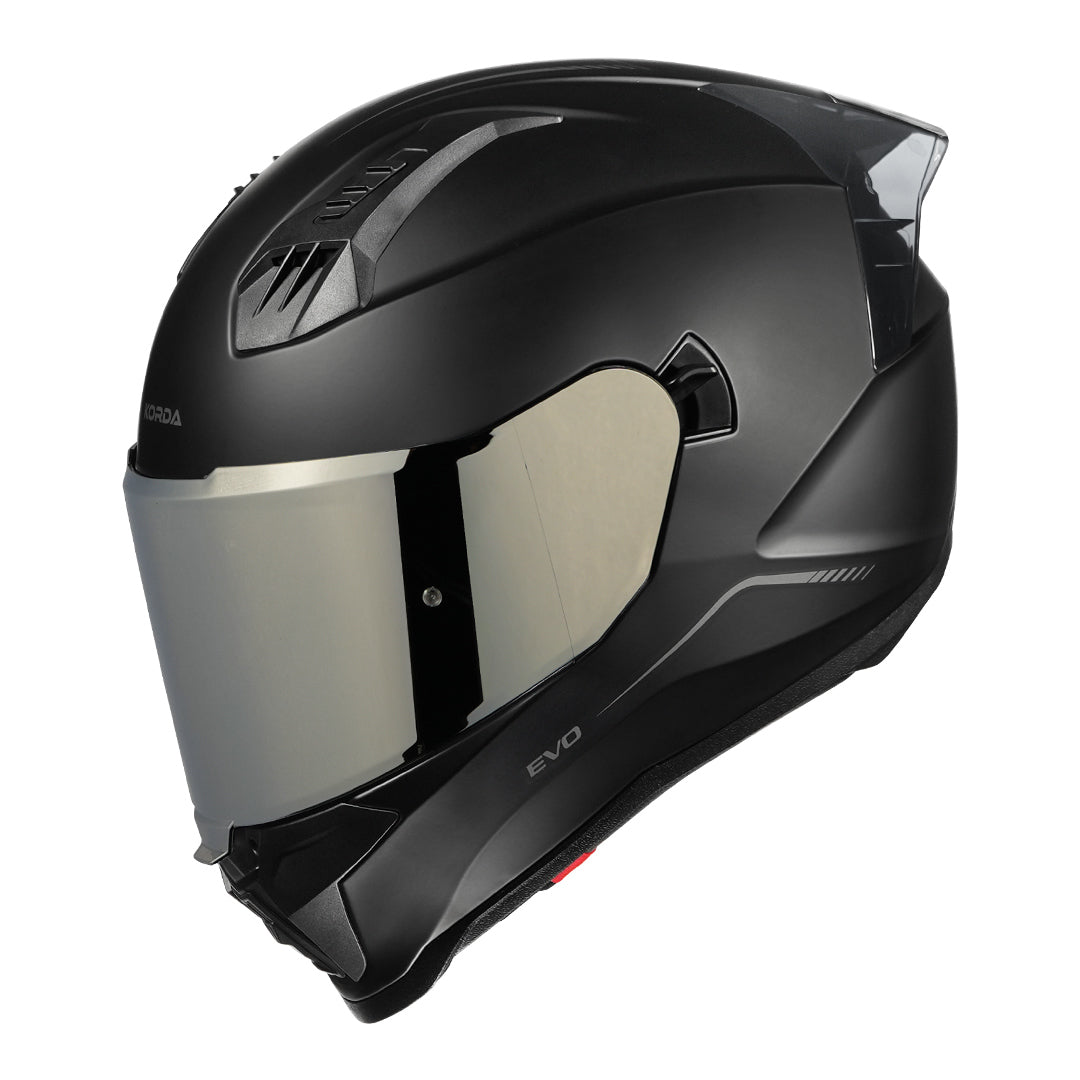 Korda Evo Solid Matt Black Helmet with silver visor