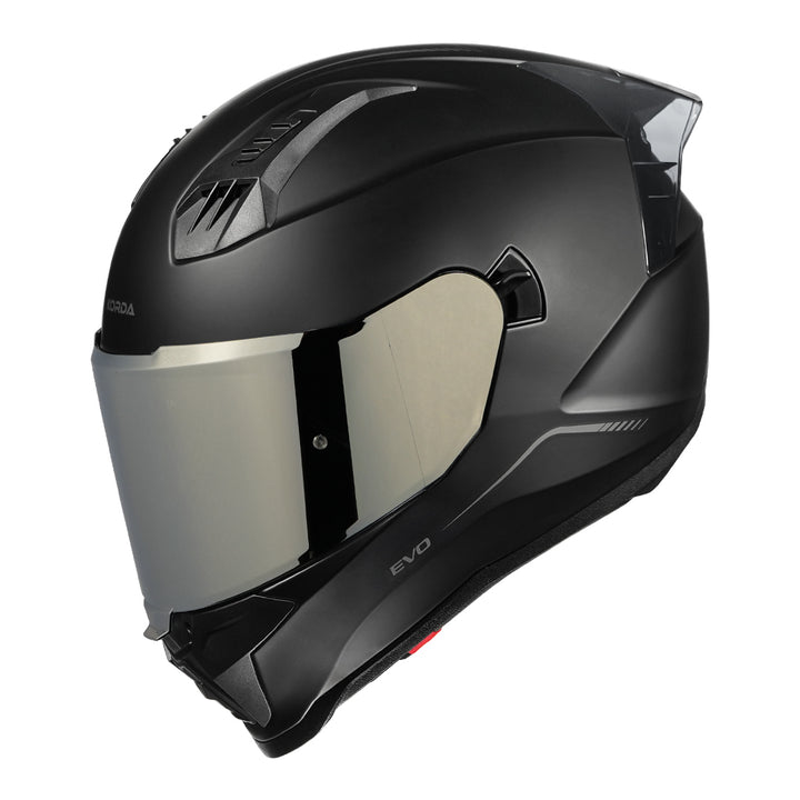 Korda Evo Solid Matt Black Helmet with silver visor