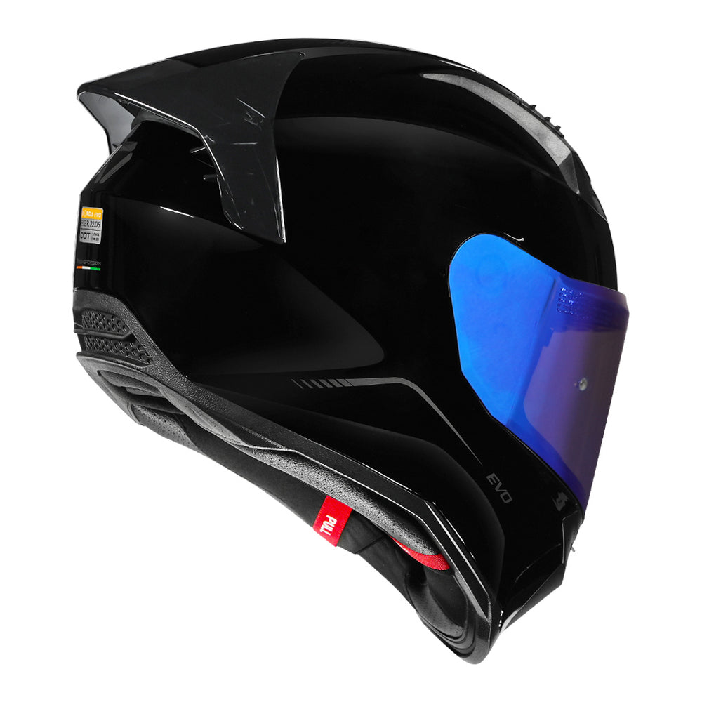 Korda Evo Solid Gloss Black Helmet back with revo visor