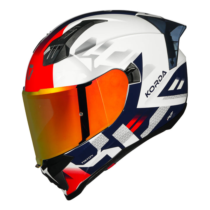 Korda Evo Triton Helmet white red blue with revo visor