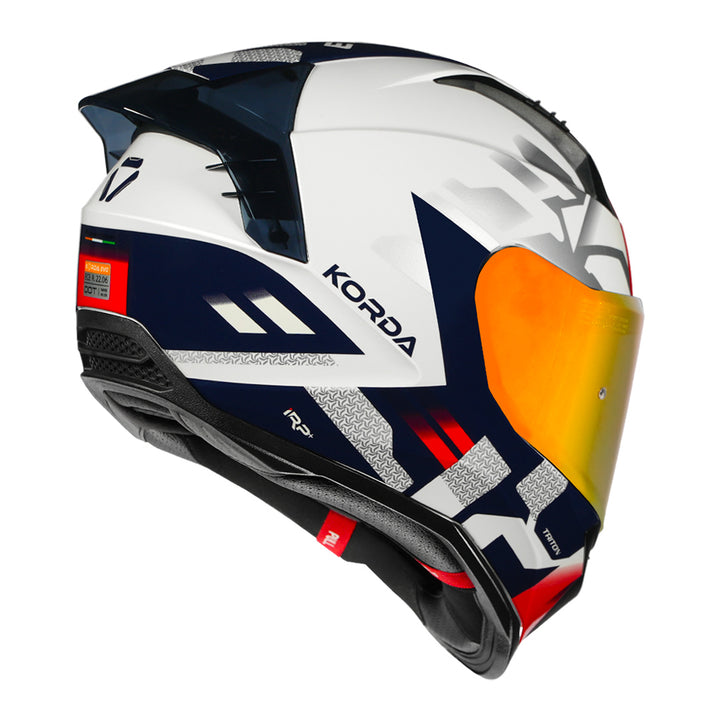 Korda Evo Triton Helmet white red blue back with revo visor