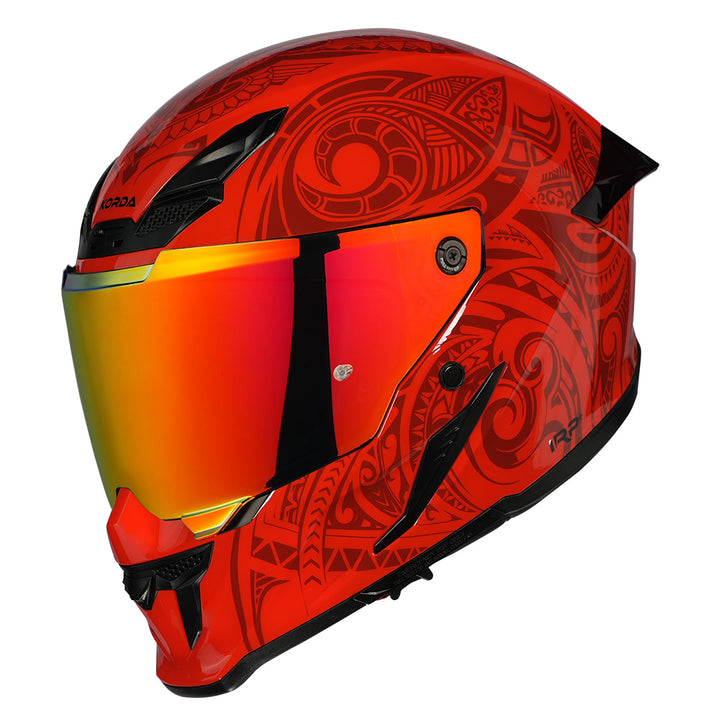 Korda Icon Maori Helmet gloss red with red revo visor