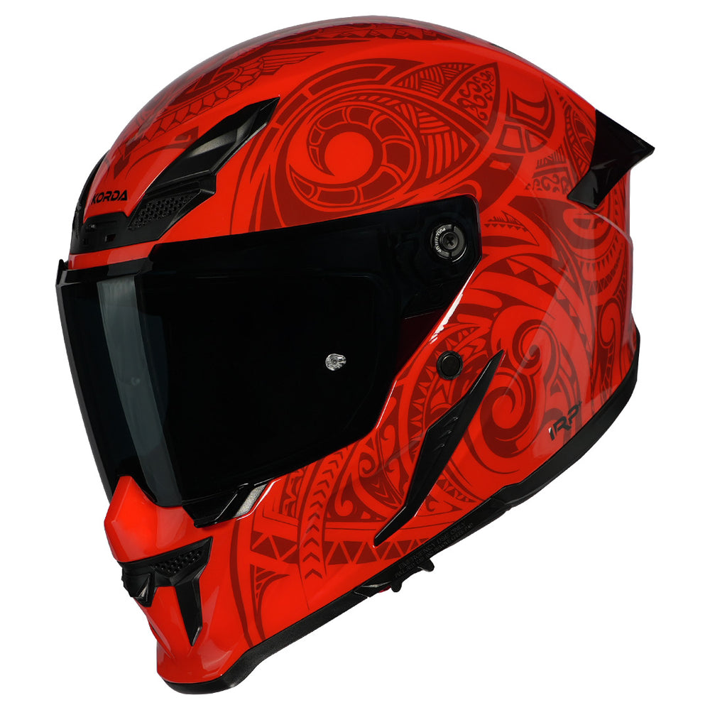 Korda Icon Maori Helmet gloss red with smoke visor