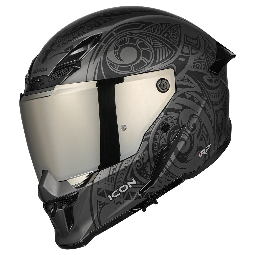 Korda Icon Maori Helmet matt grey with silver visor