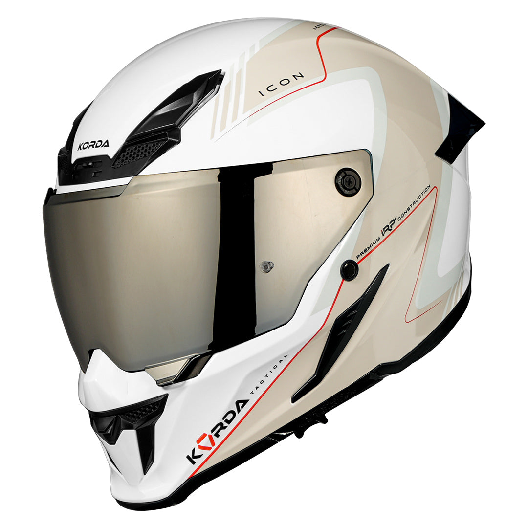 Korda Icon Nero Helmet white with silver iridium visor