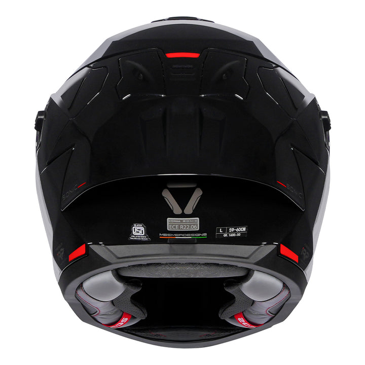 Korda Sonic Solid Gloss Black Helmet back