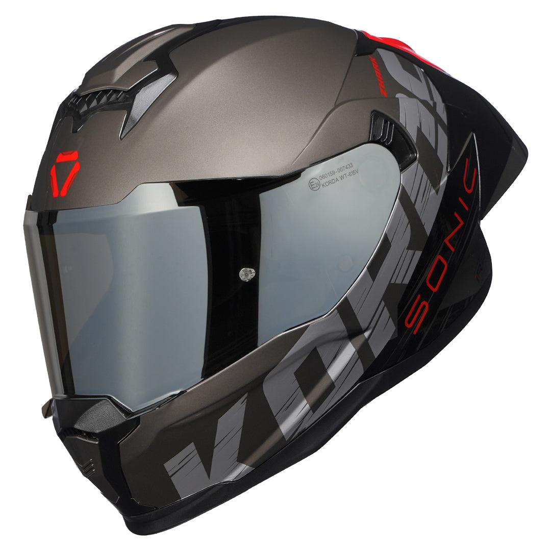 Korda Sonic GP Zhark Helmet - Red | ECE 22.06 & ISI Certified Helmet ...