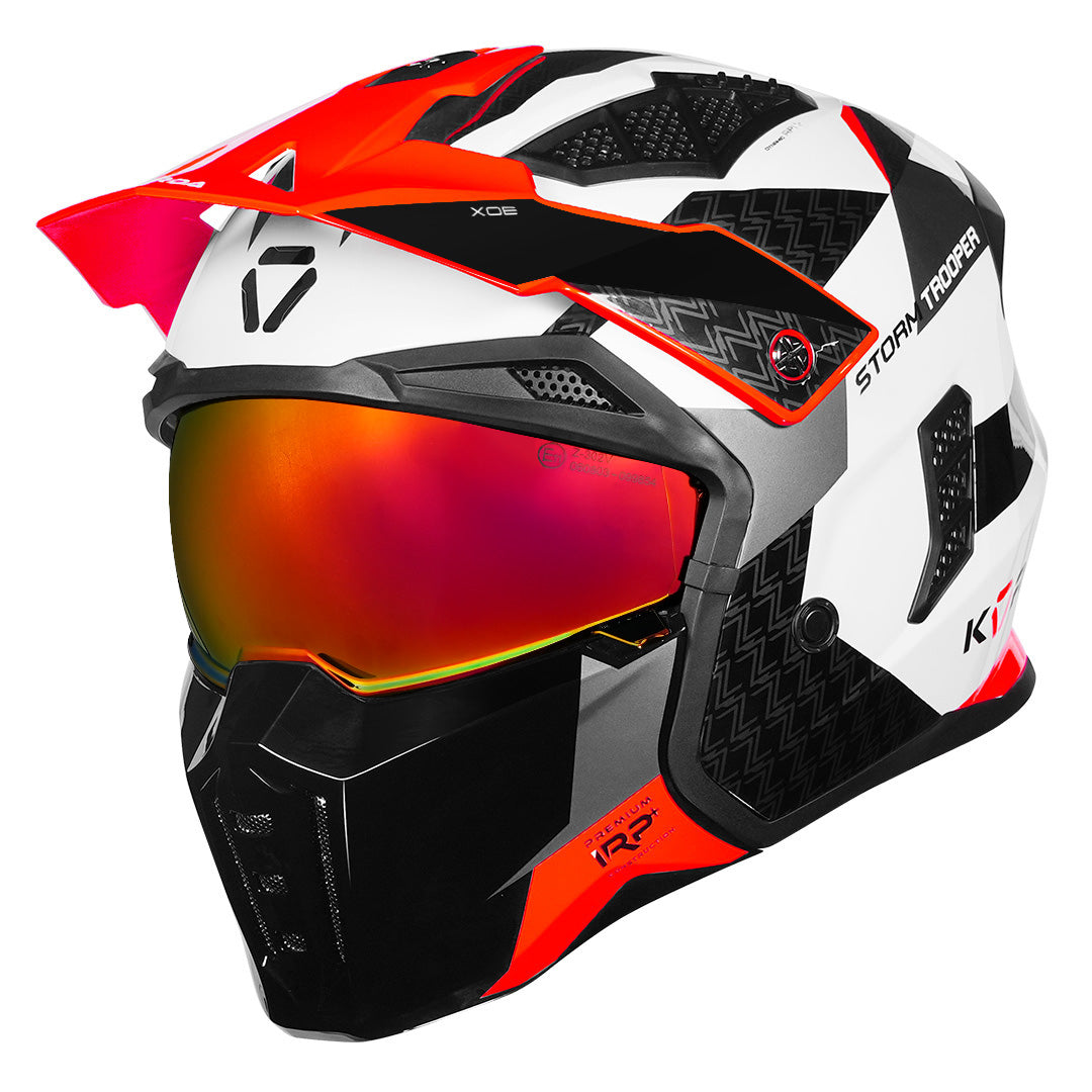 Korda StormTrooper Xoe Helmet (Red) with peak, chin and revo visor
