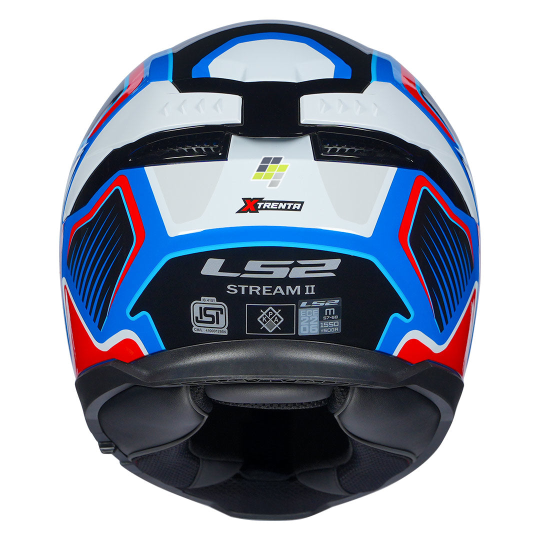 LS2 FF320 Stream 2 Xtrenta Helmet blue red back