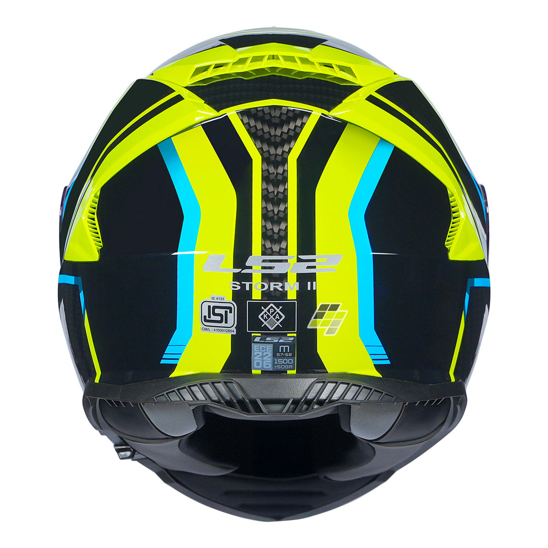 LS2 FF800 Storm 2 Tracker Helmet black fluorescent yellow back