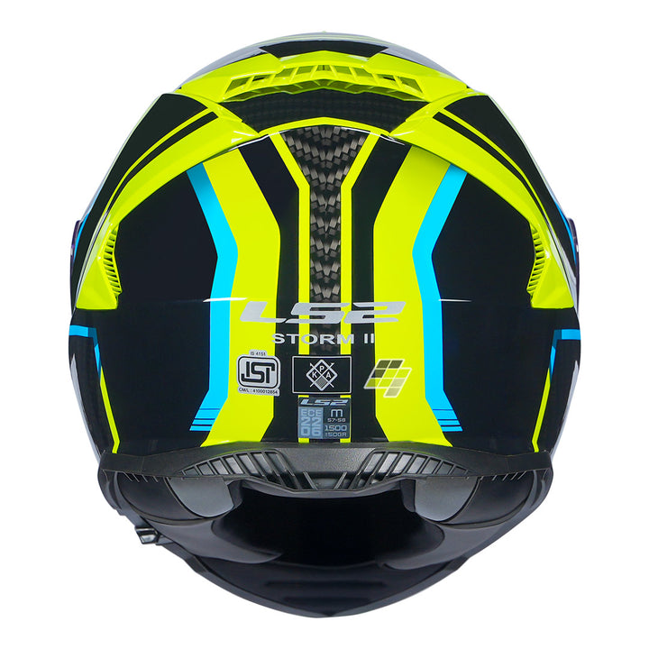 LS2 FF800 Storm 2 Tracker Helmet black fluorescent yellow back