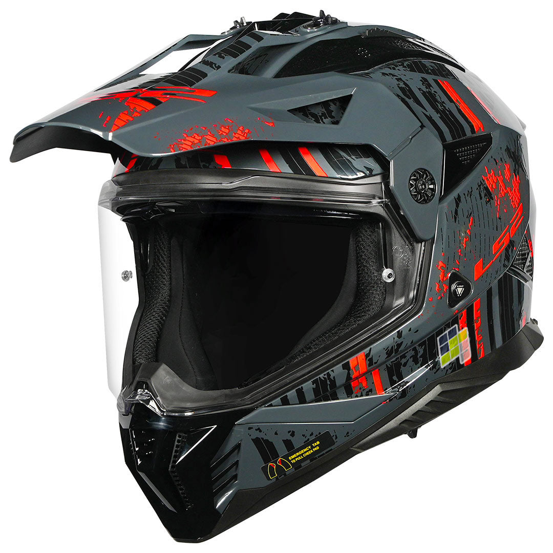 LS2 MX436 Pioneer オフロードヘルメット マットブラック LS2 MX436 Pioneer 2 Crazy Dual Sport Helmet | ECE 22.06 Certified