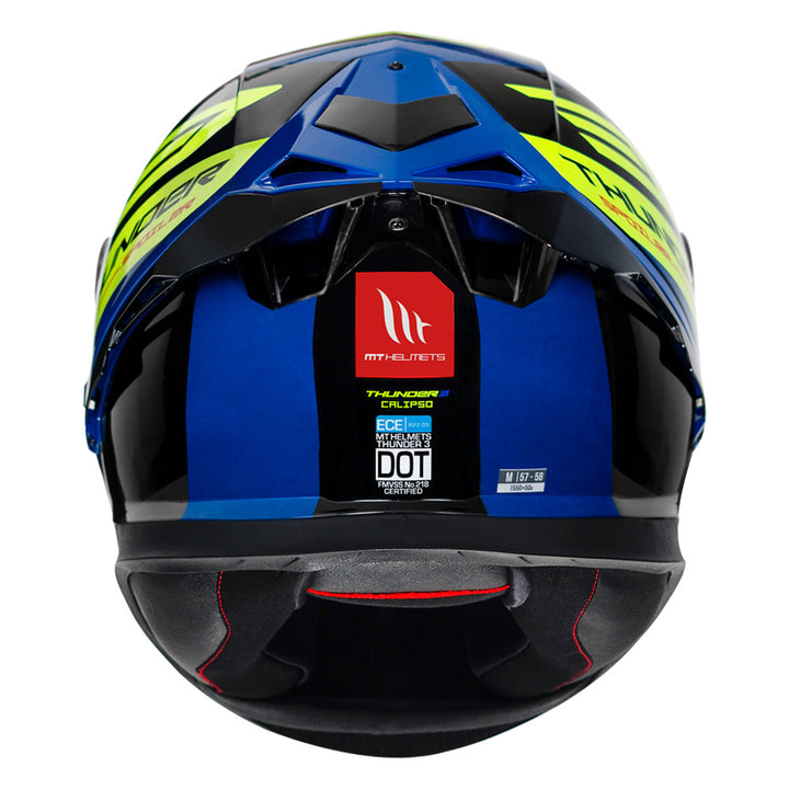 MT Thunder3 Pro Calipso Helmet fluor yellow blue back