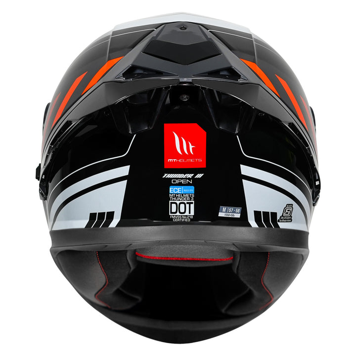 MT Thunder3 Pro Open Helmet orange back