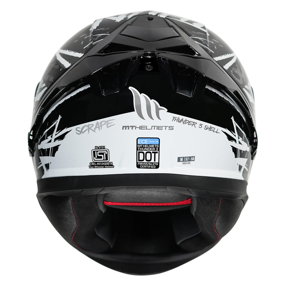 MT Thunder3 Pro Scrape Helmet white back