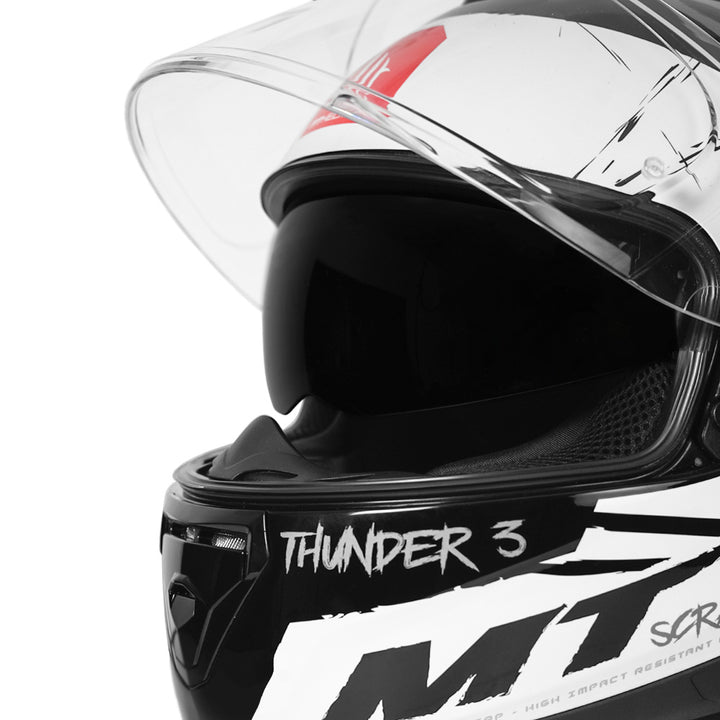 MT Thunder3 Pro Scrape Helmet red sun visor