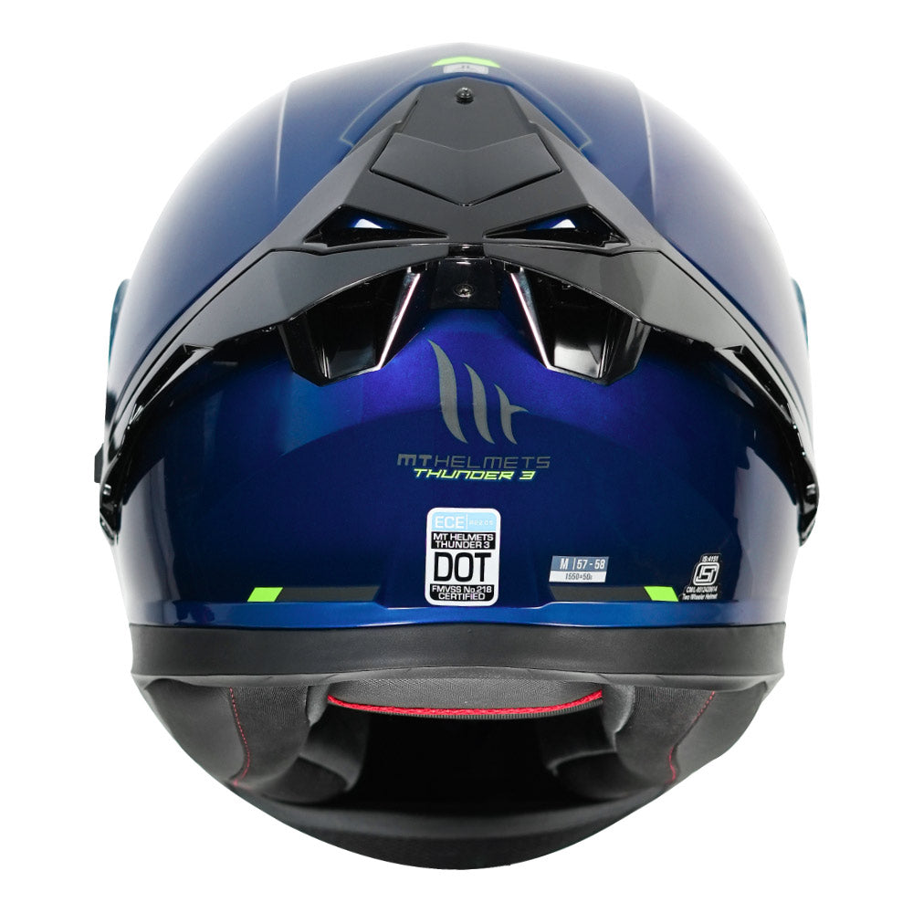 MT Thunder3 Pro Solid Blue Helmet back