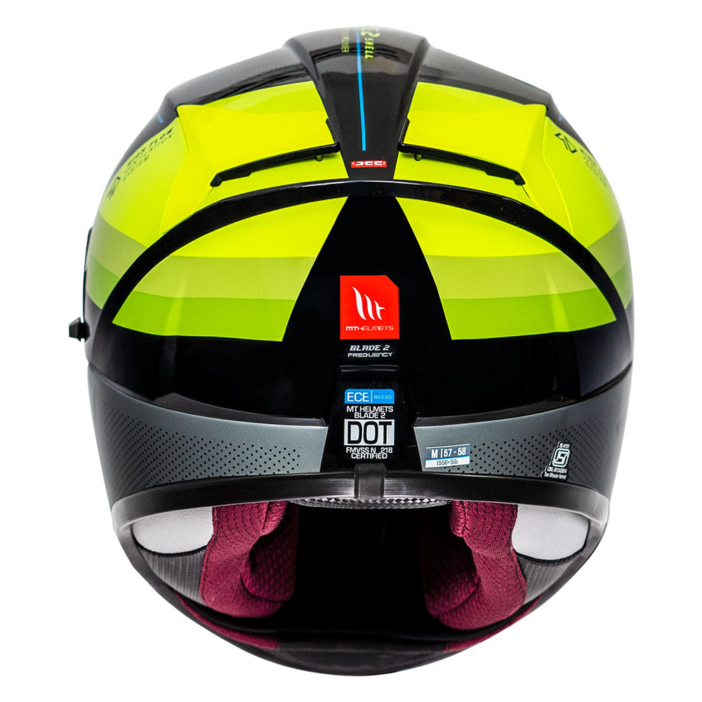 MT Blade 2SV Frequency Helmet fluorescent yellow back