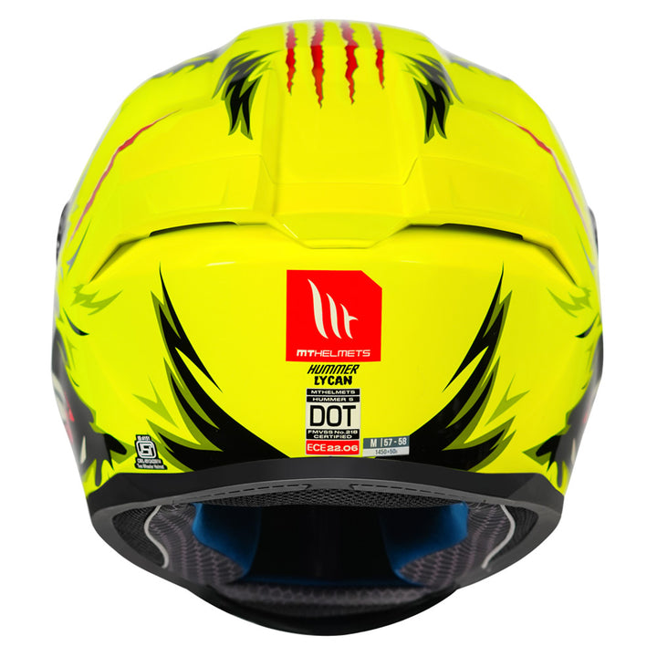 MT Hummer B Lycan Helmet fluorescent yellow back