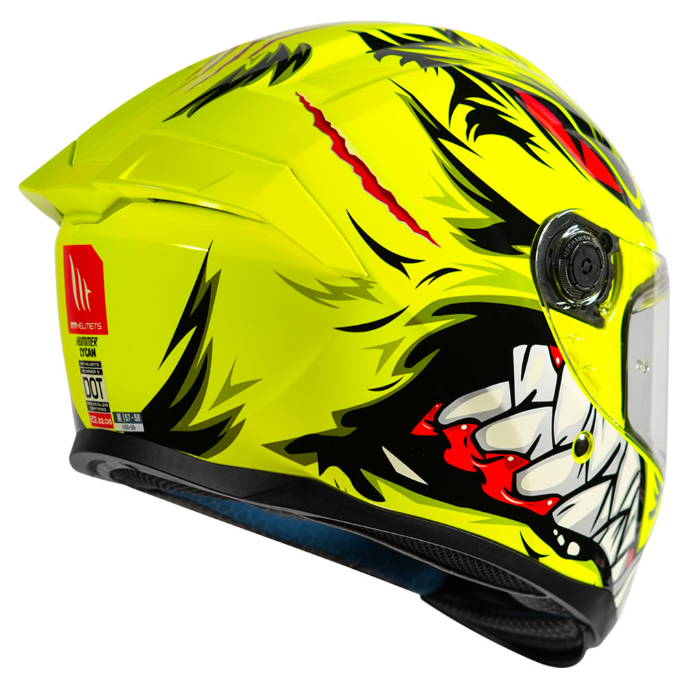 MT Hummer B Lycan Helmet fluorescent yellow back angled