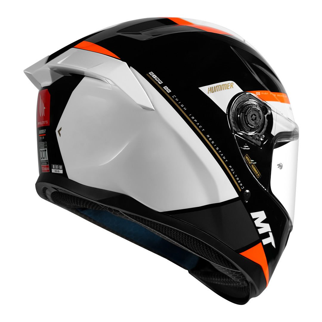 MT Hummer B MIR Helmet orange back angled