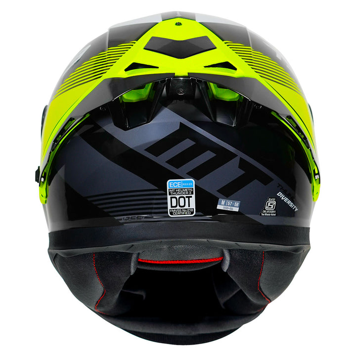 MT Thunder3 Pro Diversity Helmet fluorescent yellow back