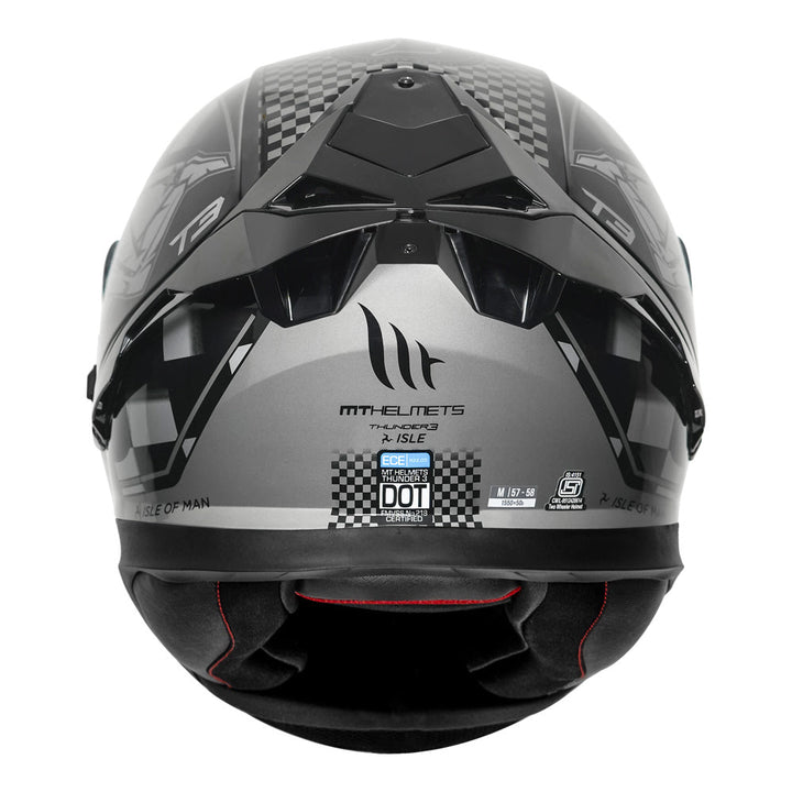 MT Thunder3 Pro Isle of Man Helmet gloss grey back