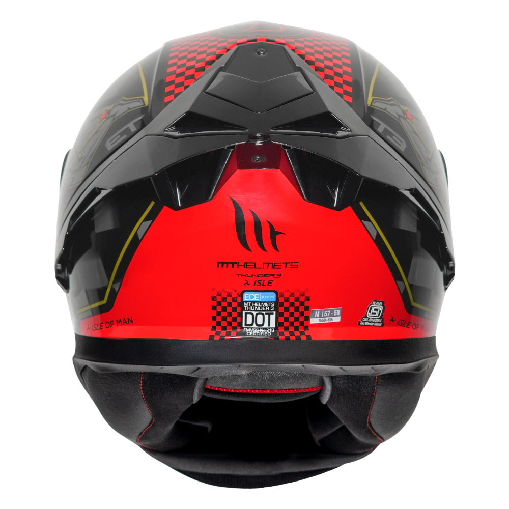 MT Thunder3 Pro Isle of Man Helmet gloss red back