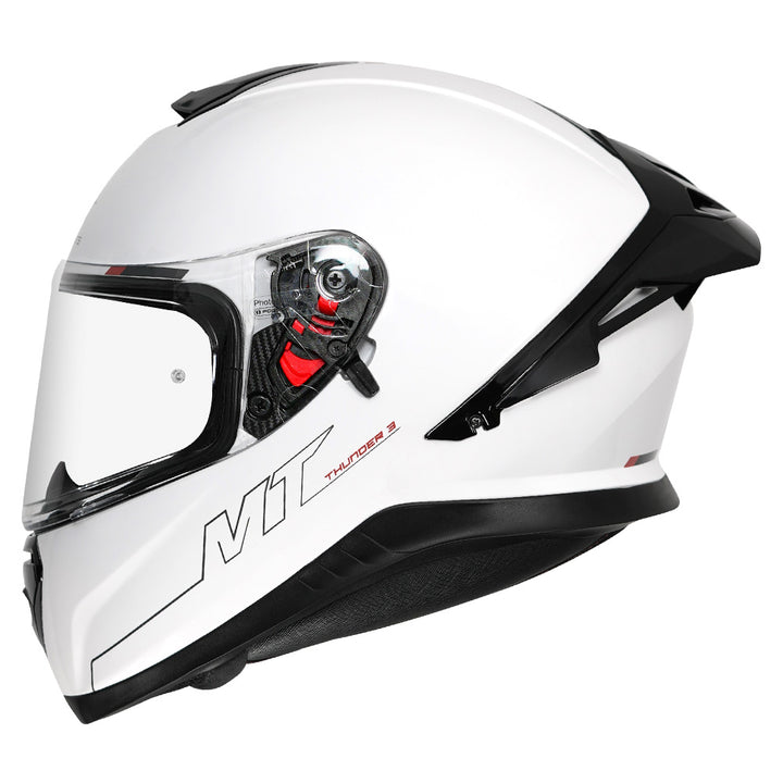 MT Thunder3 Pro Solid White Helmet side