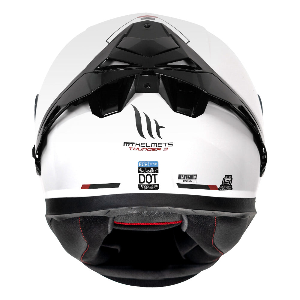 MT Thunder3 Pro Solid White Helmet back