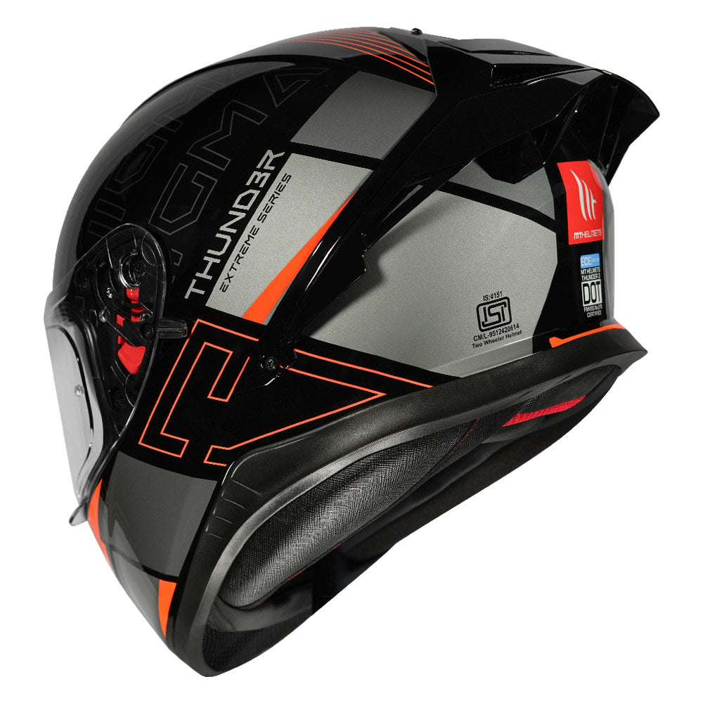 MT Thunder3 Pro Enigma Helmet orange back view