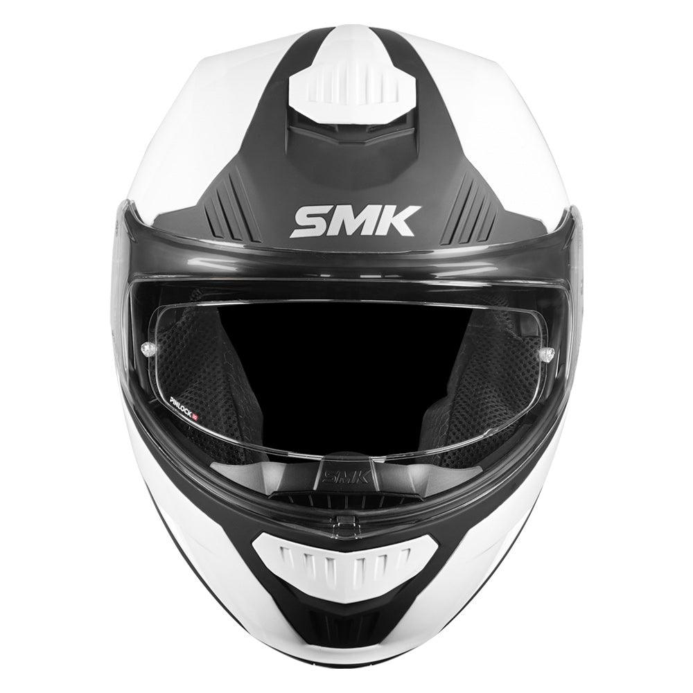 SMK Gullwing Solid White Modular Helmet With Pinlock Sun Visor