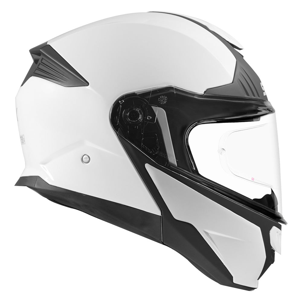 SMK Gullwing Solid White Modular Helmet side