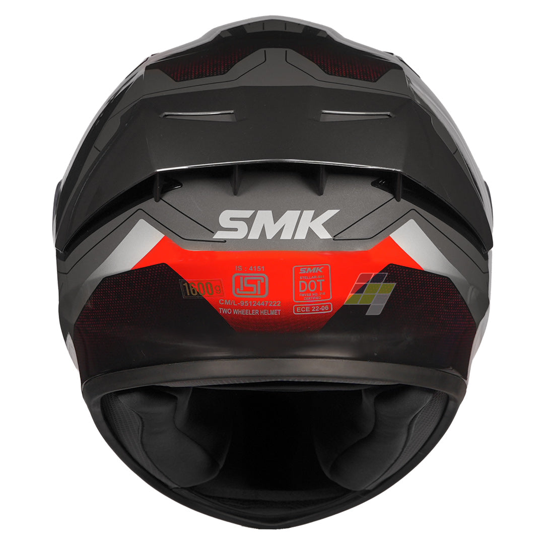 SMK Stellar Sports Flight Helmet grey red back