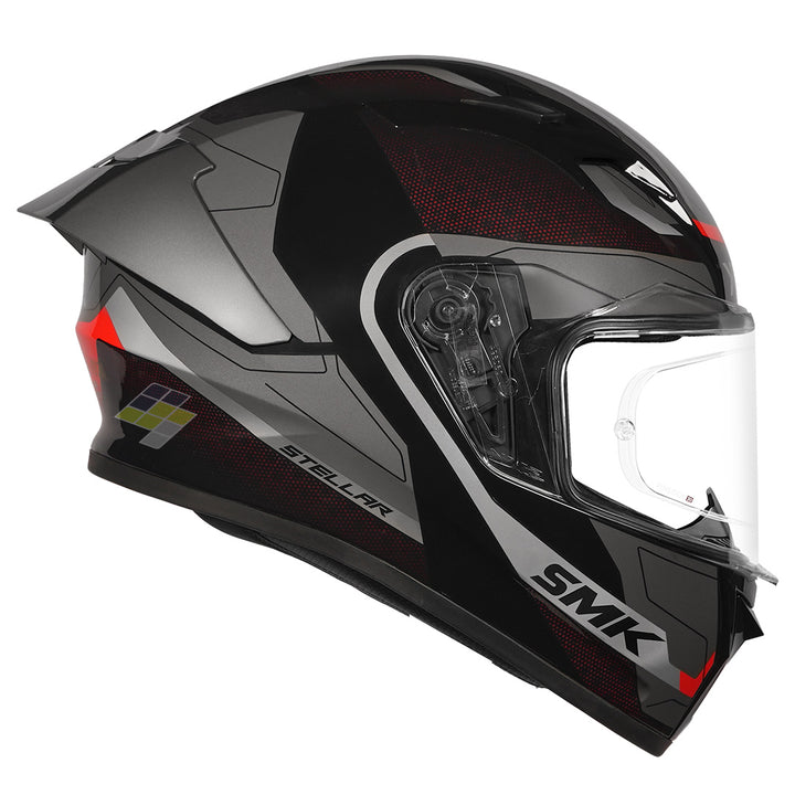 SMK Stellar Sports Flight Helmet grey red side