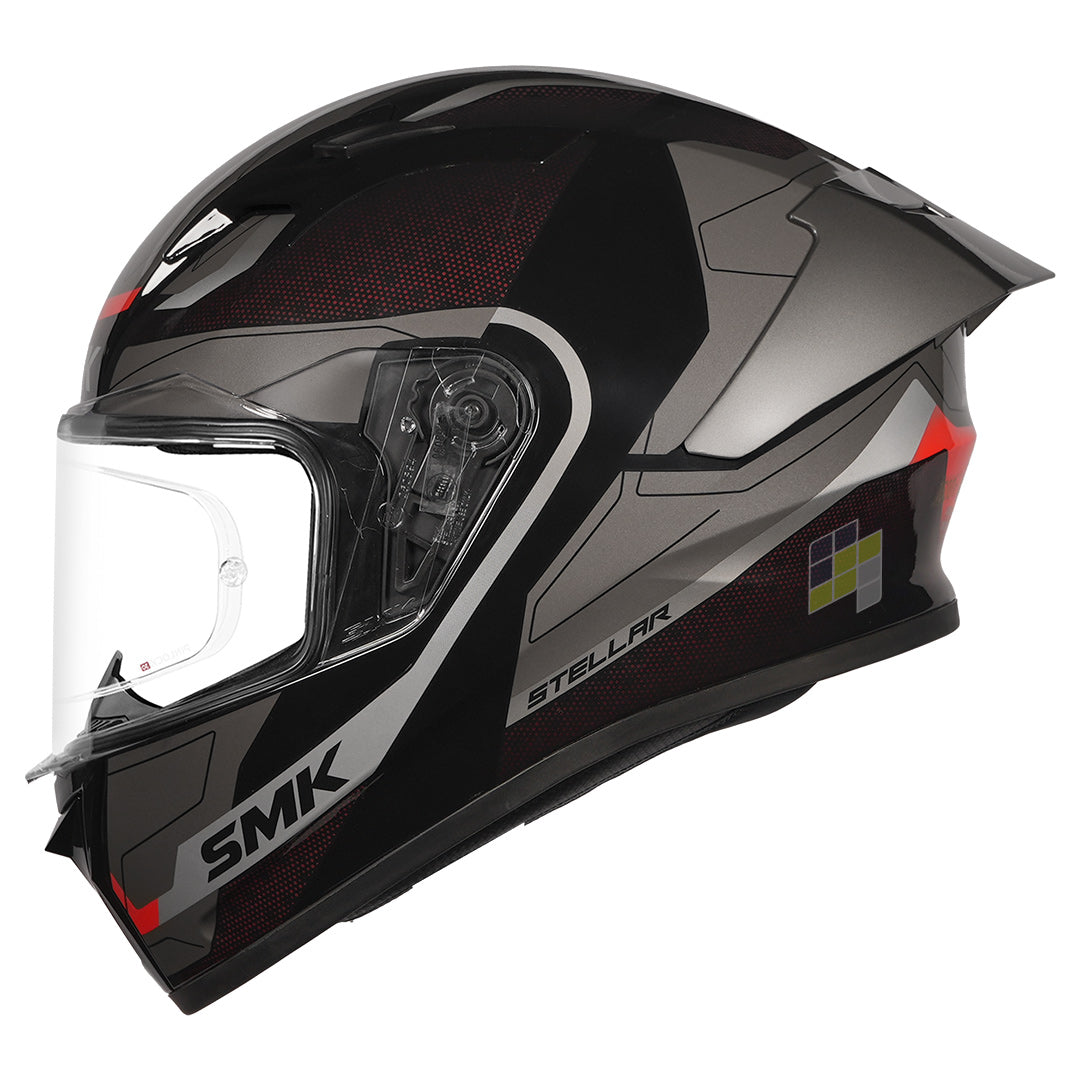 SMK Stellar Sports Flight Helmet grey red
