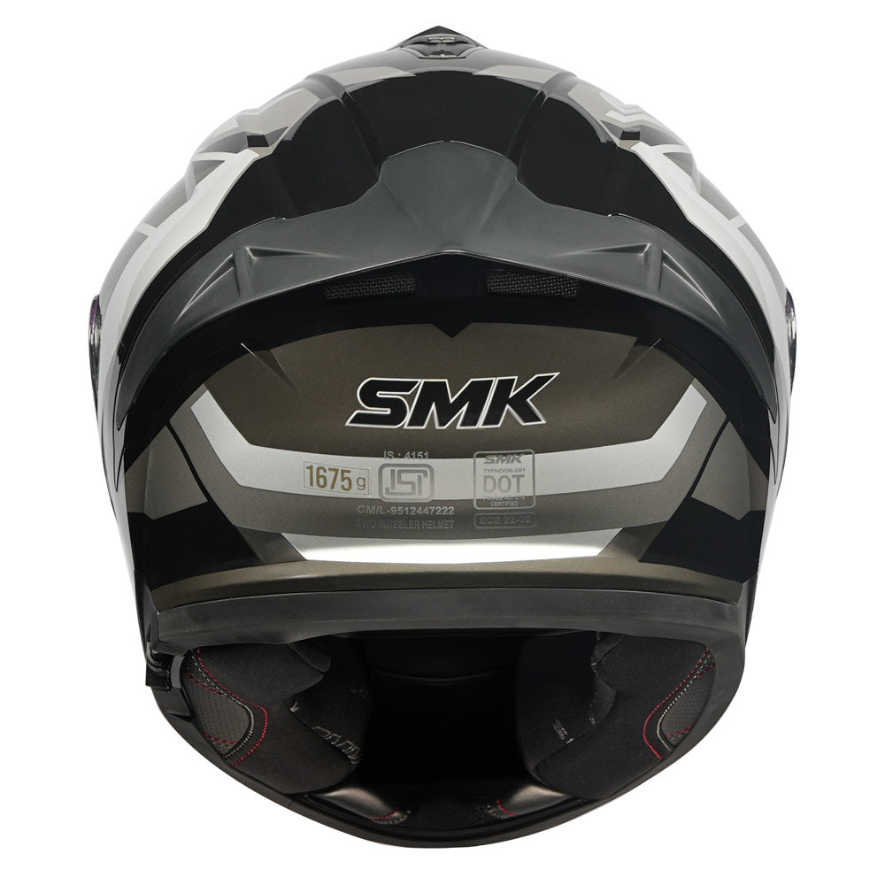 SMK Typhoon Style Helmet grey back