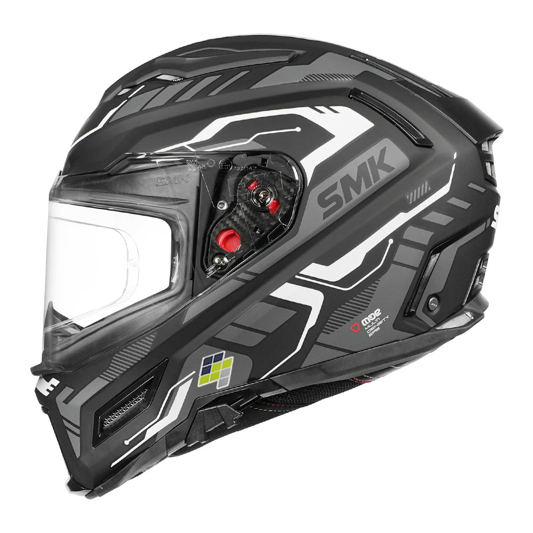 SMK Agnar Tektron Helmet matt white and grey side