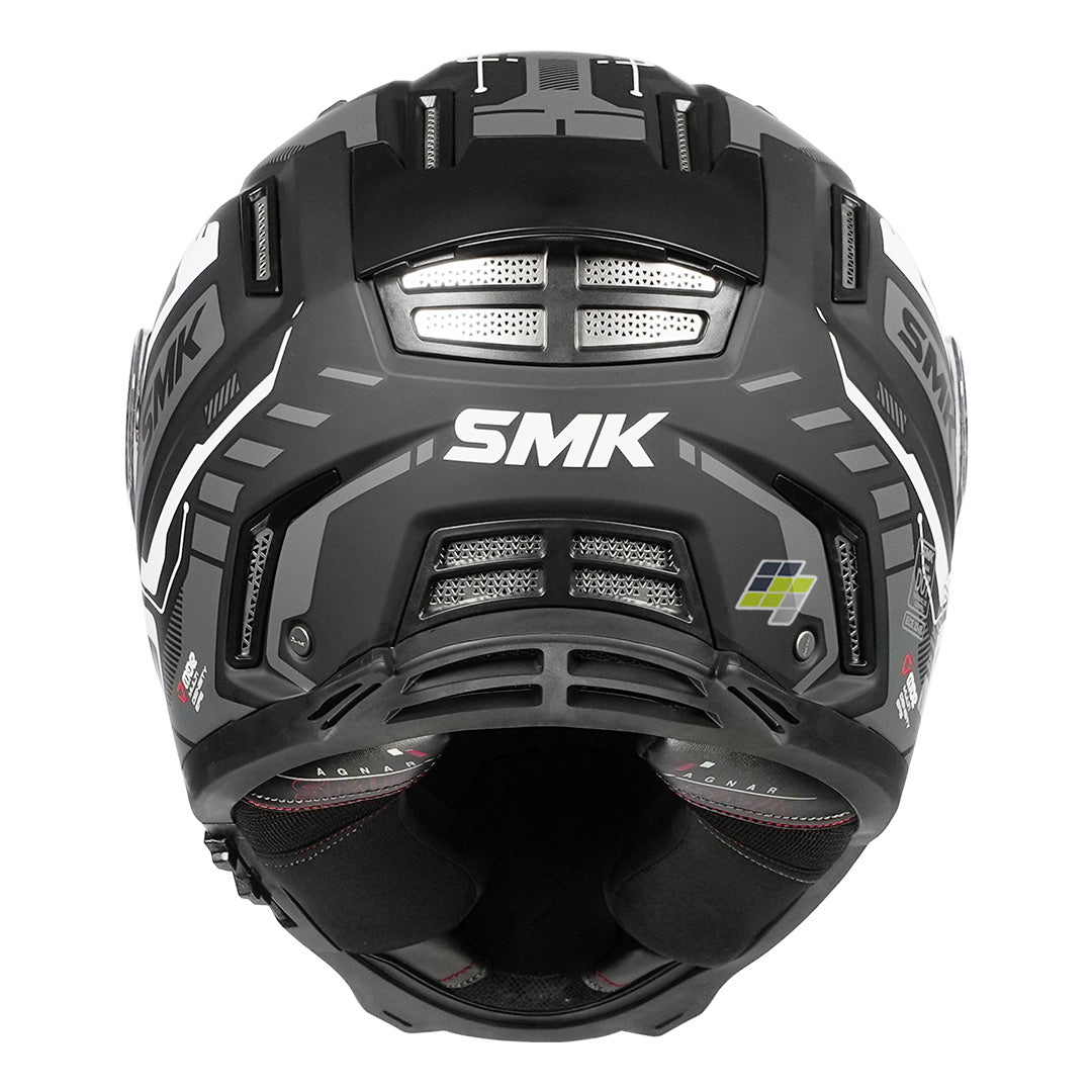 SMK Agnar Tektron Helmet matt white and grey back