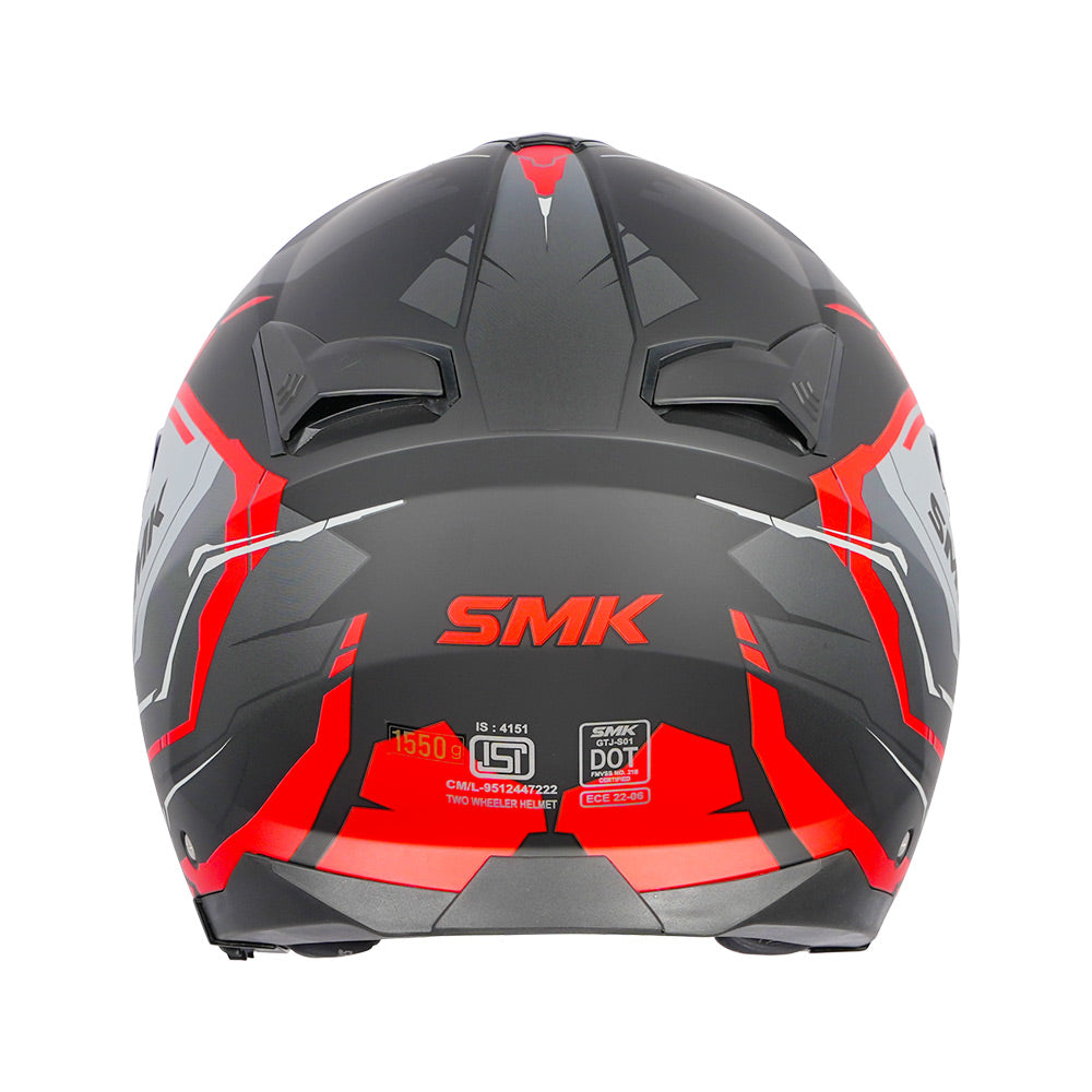 SMK GTJ Escape Open Face Helmet matt red back