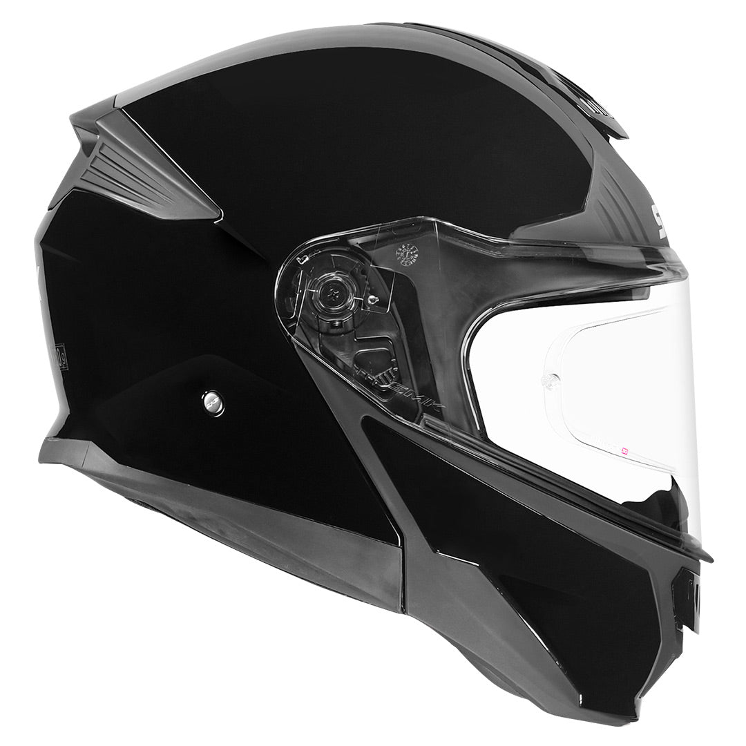 SMK Gullwing Solid Black Modular Helmet side