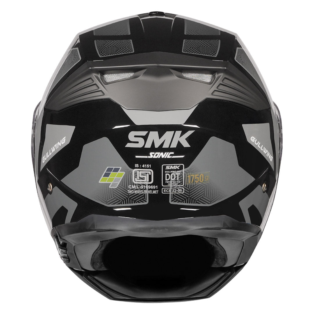SMK Gullwing Sonic Modular Helmet Grey back
