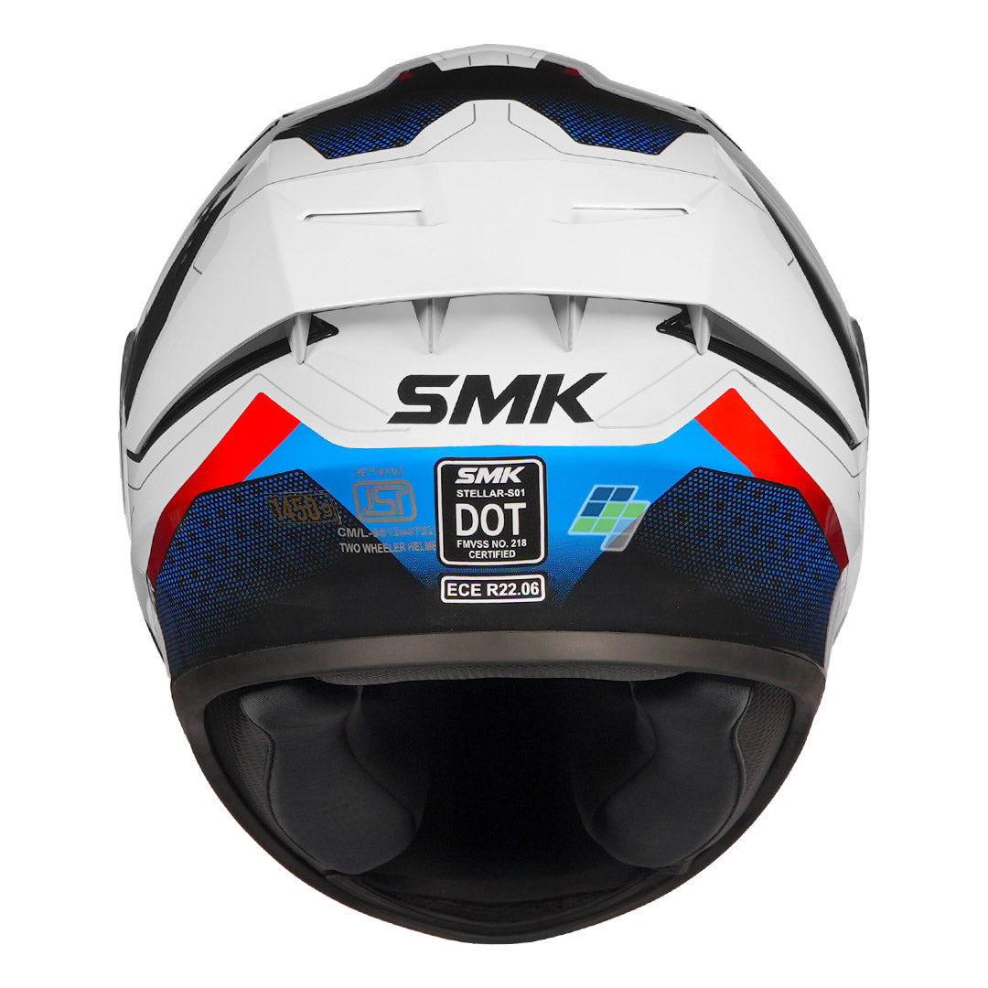 SMK Stellar Sports Flight Helmet white red back