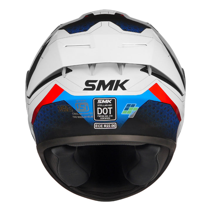 SMK Stellar Sports Flight Helmet white red back