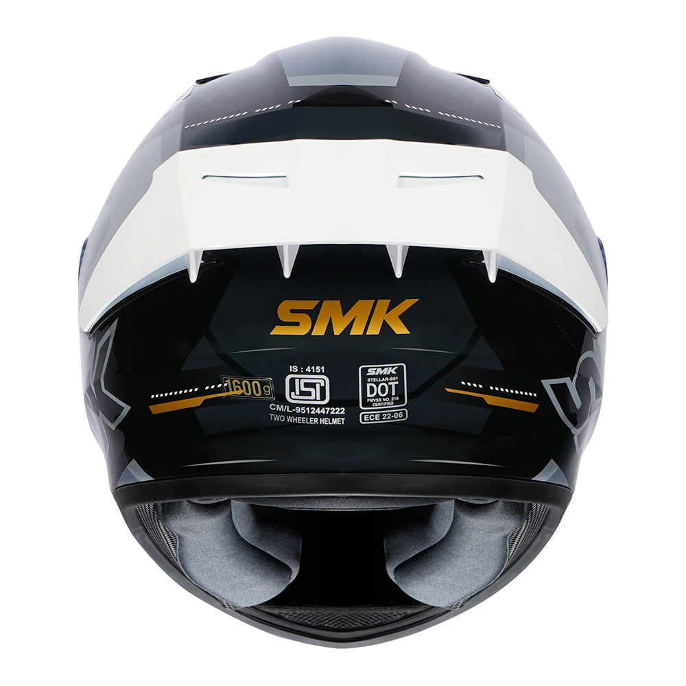 SMK Stellar Sports K Power Helmet gloss grey back