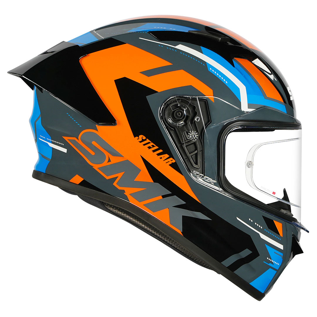 SMK Stellar Sports K Power Helmet gloss grey, blue and orange