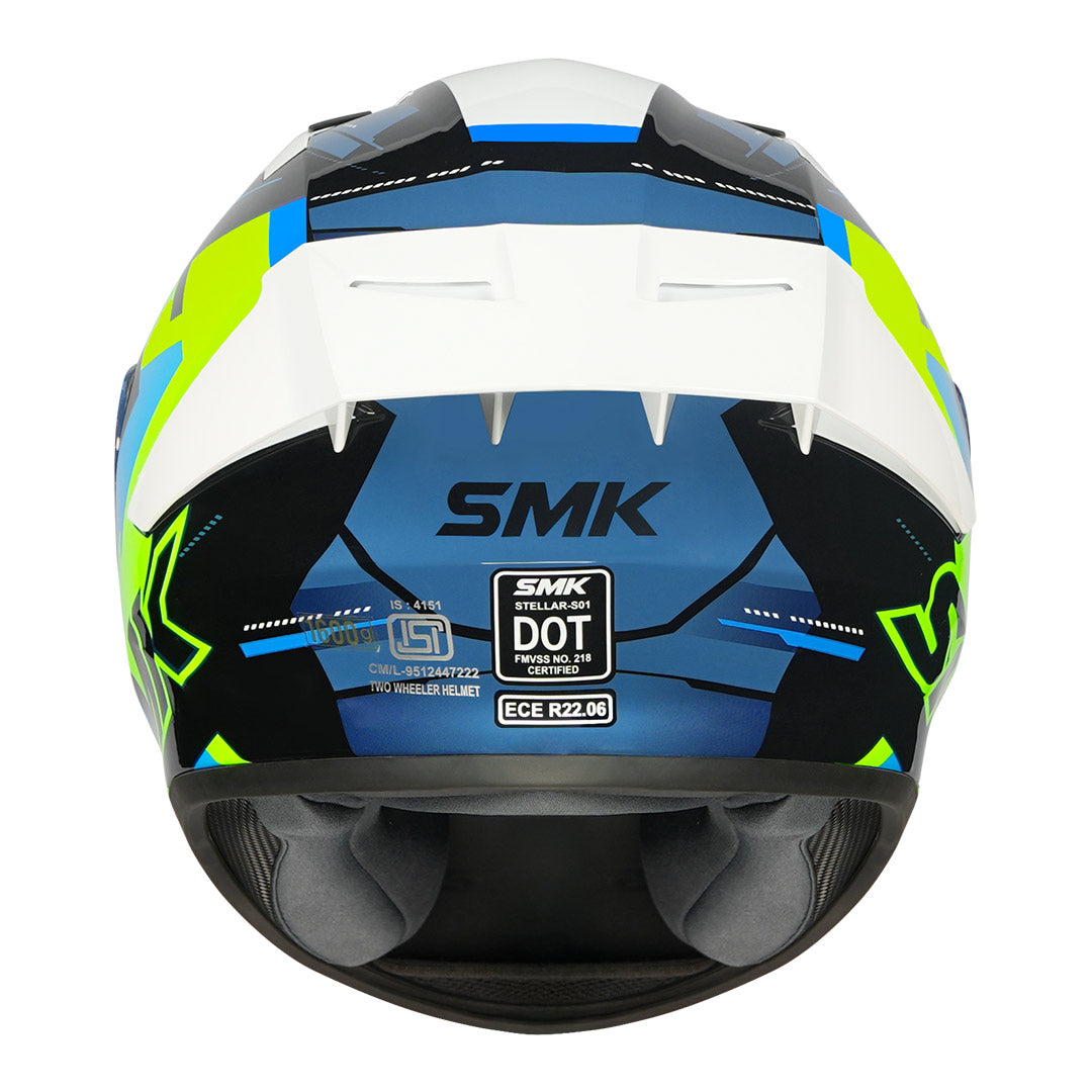 SMK Stellar Sports K Power Helmet fluorescent yellow back