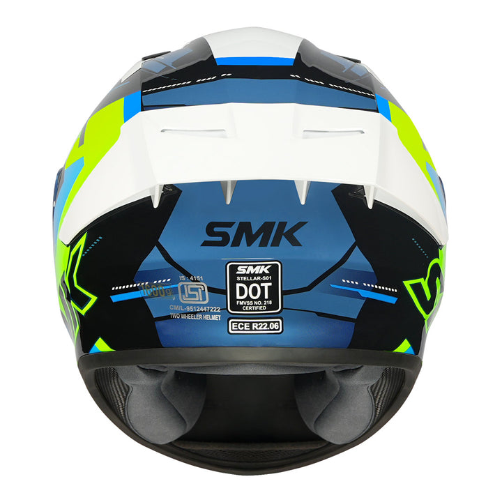 SMK Stellar Sports K Power Helmet fluorescent yellow back