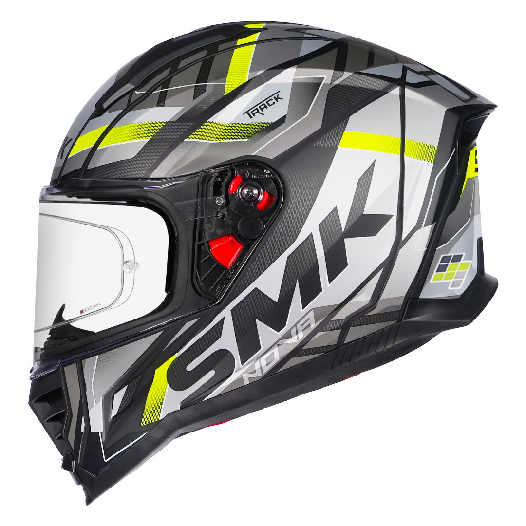 SMK Nova Track Helmet matt grey yellow side